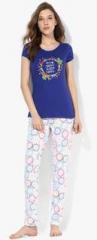 Sweet Dreams Blue Printed Pyjama Set women