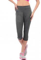 Sweet Dreams Charcoal Grey Solid Active Capris Lc 326418 women