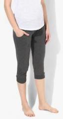 Sweet Dreams Dark Grey Melange Solid Capri women