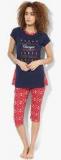 Sweet Dreams Navy Blue Printed Capri Set women