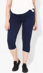 Sweet Dreams Navy Blue Solid Capris women