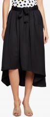 Taanz Black Solid Flared Knee Length Skirt women