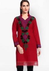 Tab91 Red Solid Kurtas women