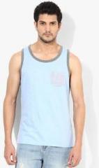 Tagd New York Blue Striped Round Neck Vest men