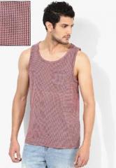 Tagd New York Pink Printed Round Neck Vest men