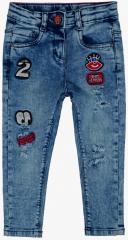 Tales & Stories Blue Slim Fit Mid Rise Mildly Distressed Jeans girls