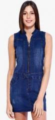 Tarama Blue Coloured Washed Bodycon Dress women