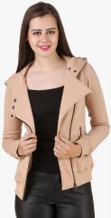 Texco Beige Solid Open Front Jacket women