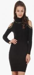 Texco Black Solid Bodycon Dress women