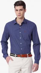 The Bear House Blue Printed Regular Fit Formal Shirt men