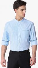 The Bear House Blue Self Design Slim Fit Formal Shirt men