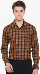 The Bear House Rust Regular Fit Checked Formal Shirt men