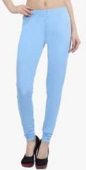 The Cotton Company Aqua Blue Solid Leggings women