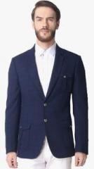 The Design Factory Blue Solid Blazer men