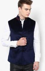 The Design Factory Solid Blue Ethnic Jacket men