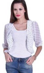 The Gud Look Printed White Shrug women