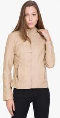 The Indian Garage Co Beige Solid Winter Jacket women