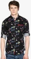 The Indian Garage Co Black Printed Slim Fit Casual Shirt men