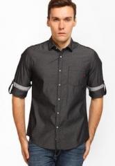 The Indian Garage Co Solid Black Casual Shirt men