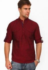 The Indian Garage Co Solid Maroon Kurta men