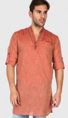 The Indian Garage Co Solid Orange Kurta men