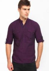 The Indian Garage Co Solid Purple Short Kurta men