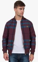 The Indian Garage Co Wine Striped Slim Fit Jacket men