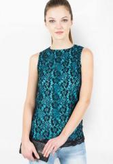 The Vanca Aqua Blue Embroidered Top women