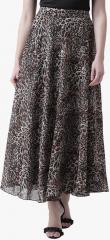 The Vanca Beige Printed Flared Maxi Skirt women