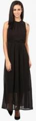 The Vanca Black Colored Solid Maxi Dress women