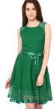 The Vanca Green Embroidered Skater Dress women