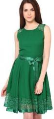 The Vanca Green Embroidered Skater Dress women