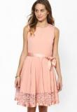 The Vanca Peach Embroidered Skater Dress women