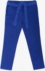 Tickles Navy Blue Solid Slim Fit Trouser girls