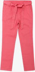 Tickles Pink Solid Slim Fit Trouser girls