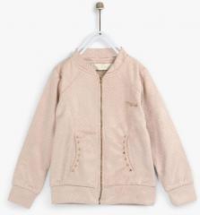 Tiny Girl Beige Printed Sweat Jacket girls