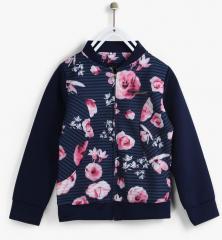 Tiny Girl Navy Blue Printed Sweat Jacket girls