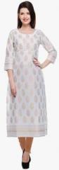 Tissu White Printed Kurta women