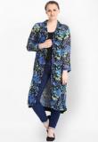 Tokyo Talkies Blue Printed Shrug Women