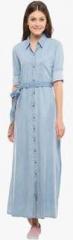 Tokyo Talkies Blue Solid Maxi Dress women