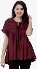 Tokyo Talkies Maroon Printed Blouse women