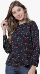 Tokyo Talkies Navy Blue Printed Blouse women