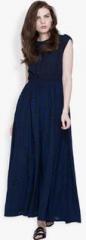 Tokyo Talkies Navy Blue Printed Maxi Dress women