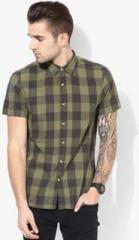 Tom Tailor Green Checked Regular Fit Casual Shirt men