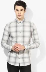 Tom Tailor Grey Checks Regular Fit Casual Shirt men