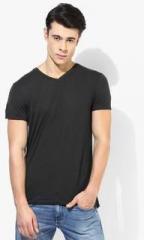 Tom Tailor Grey Solid V Neck T Shirt men