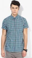 Tom Tailor Navy Blue Checked Regular Fit Casual Shirt men