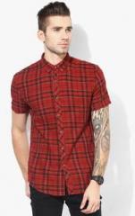 Tom Tailor Red Checked Regular Fit Casual Shirt men