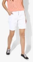 Tom Tailor White Solid Shorts women