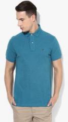 Tommy Hilfiger Aqua Blue Solid Polo T Shirt men